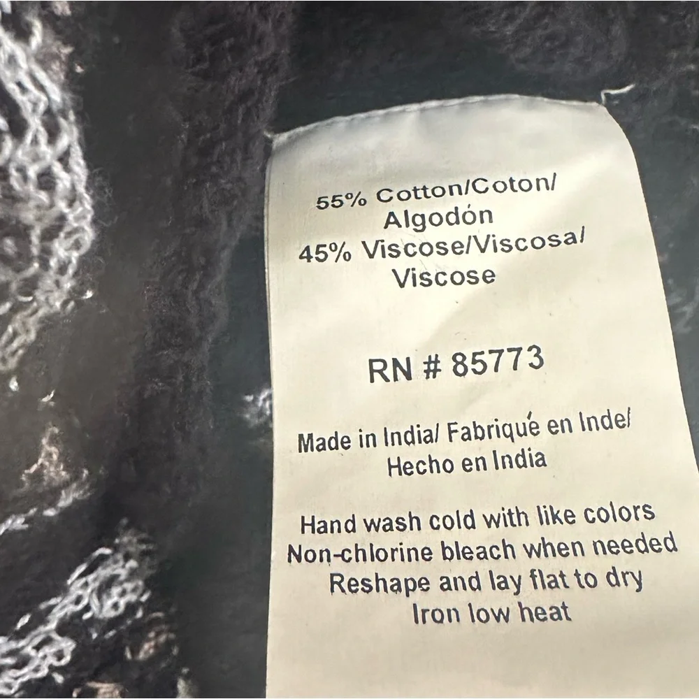 ONEIL Black White Brown Striped Open-Front Knit Cardigan Long Sleeves in Large - Picture 6 of 7